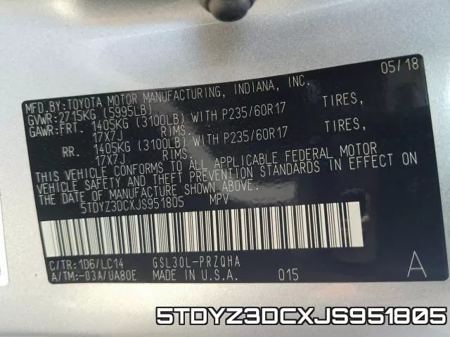5TDYZ3DCXJS951805 фото 2