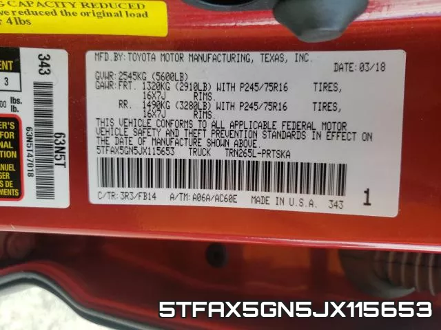 5TFAX5GN5JX115653 фото 2