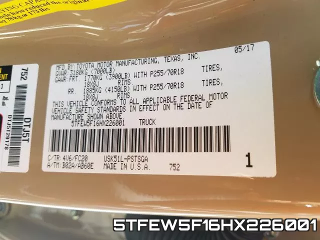 5TFEW5F16HX226001 фото 2