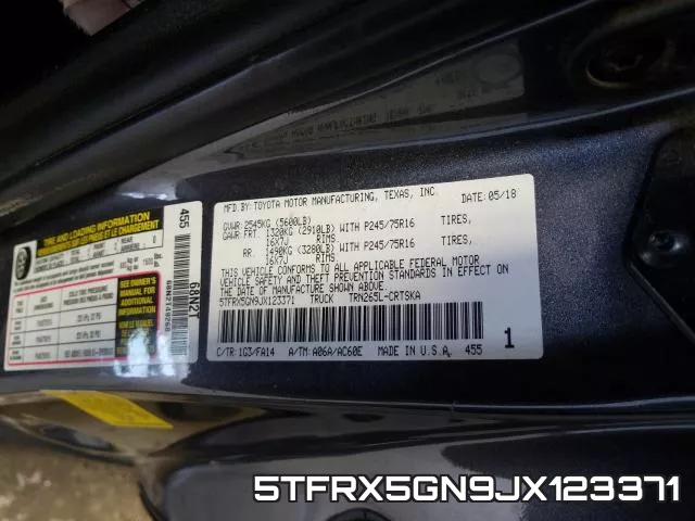5TFRX5GN9JX123371 фото 2
