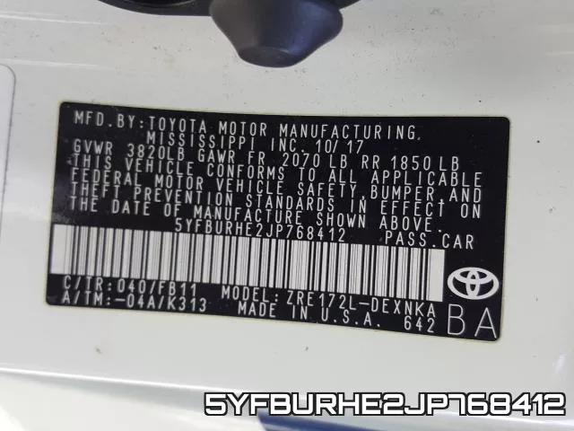 5YFBURHE2JP768412 фото 2