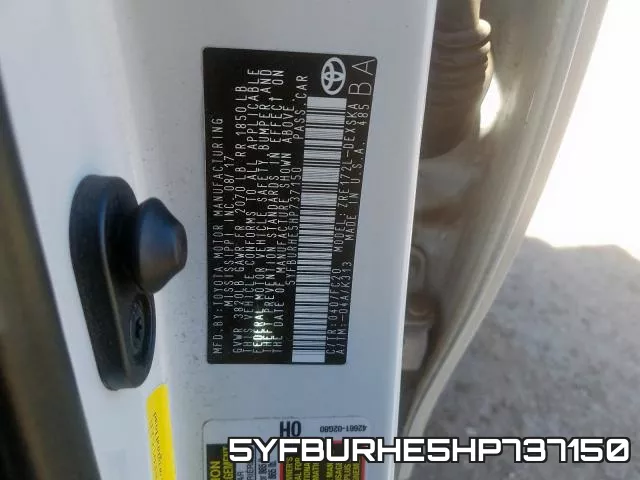 5YFBURHE5HP737150 фото 2