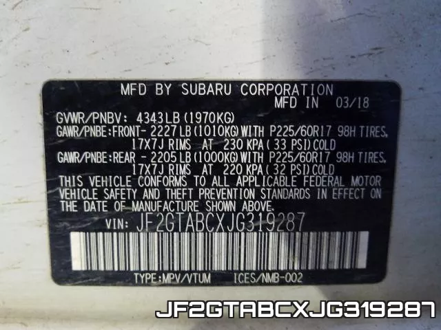 JF2GTABCXJG319287 фото 2