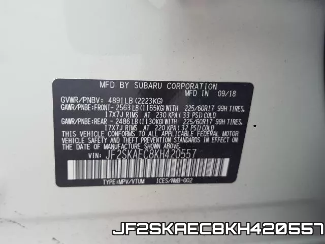 JF2SKAEC8KH420557 фото 2