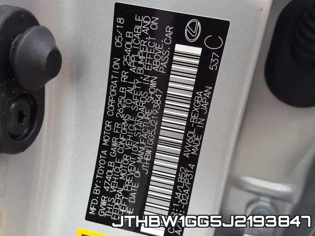 JTHBW1GG5J2193847 фото 2