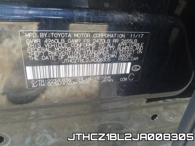 JTHCZ1BL2JA008305 фото 2