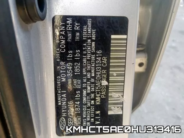 KMHCT5AE0HU313416 фото 2