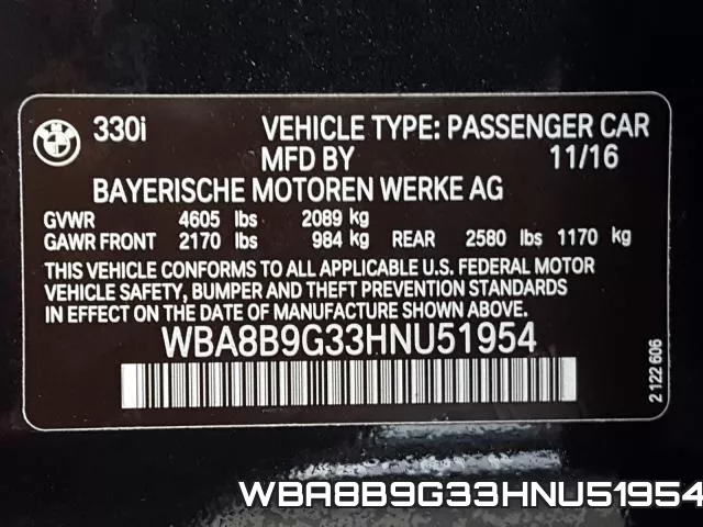 WBA8B9G33HNU51954 фото 2