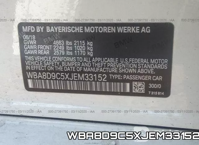 WBA8D9C5XJEM33152 фото 10