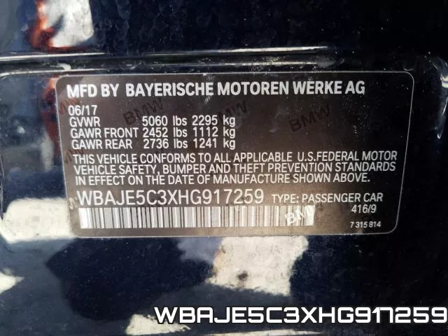 WBAJE5C3XHG917259 фото 2