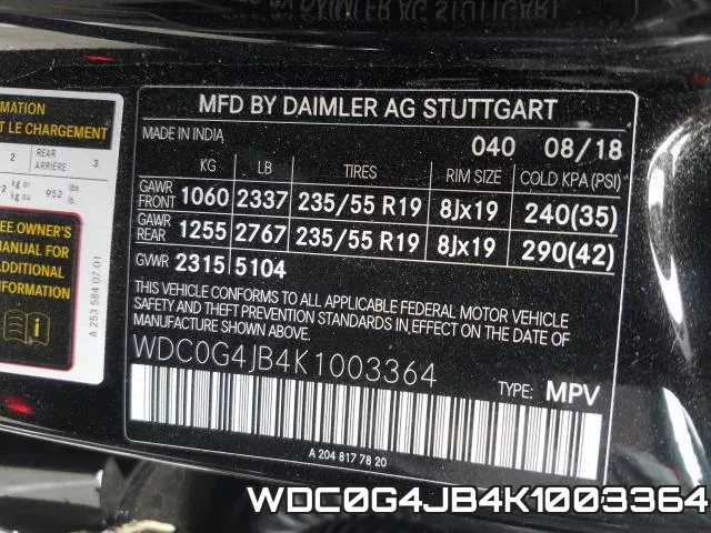 WDC0G4JB4K1003364 фото 2