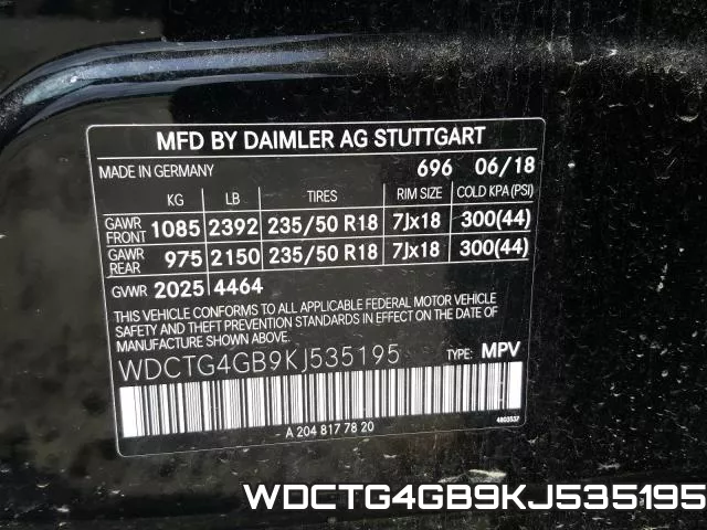 WDCTG4GB9KJ535195 фото 2