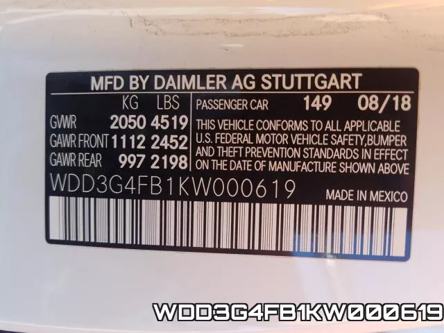 WDD3G4FB1KW000619 фото 2