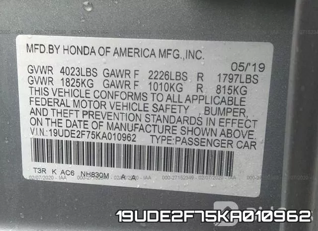 19UDE2F75KA010962 фото 10