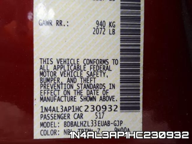 1N4AL3AP1HC230932 фото 2