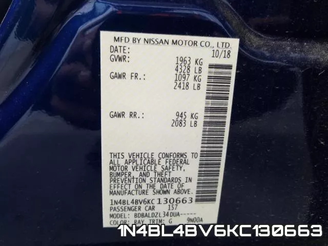 1N4BL4BV6KC130663 фото 2