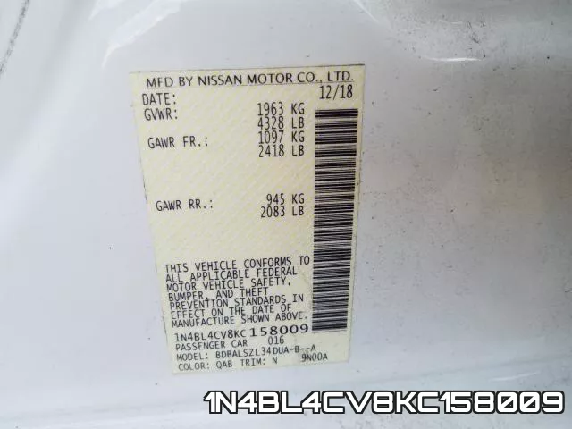 1N4BL4CV8KC158009 фото 2
