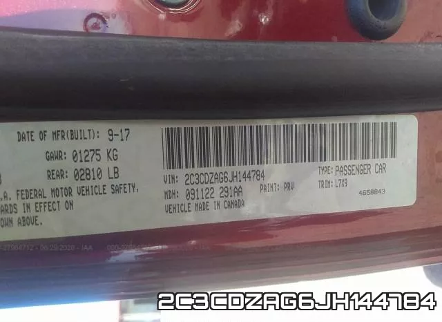 2C3CDZAG6JH144784 фото 10