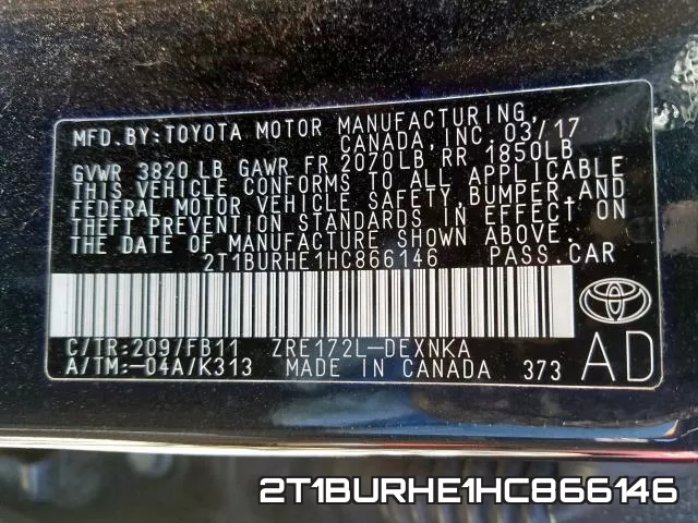 2T1BURHE1HC866146 фото 2