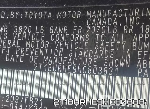 2T1BURHE9HC803831 фото 10