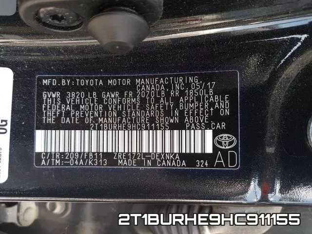 2T1BURHE9HC911155 фото 2