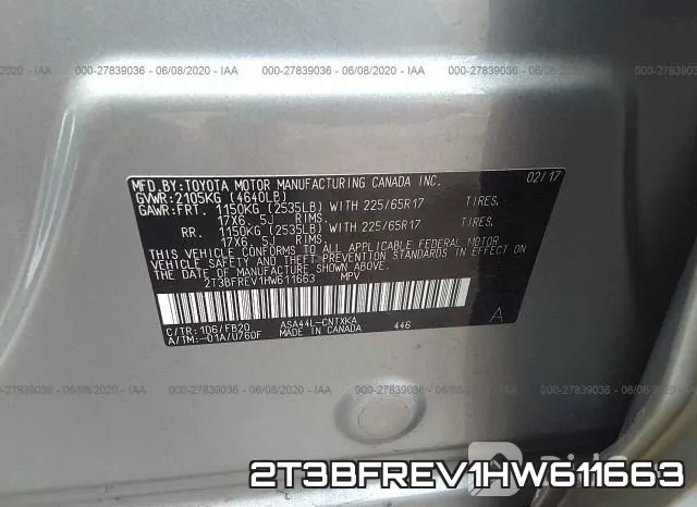 2T3BFREV1HW611663 фото 10