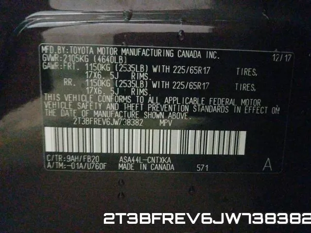 2T3BFREV6JW738382 фото 2