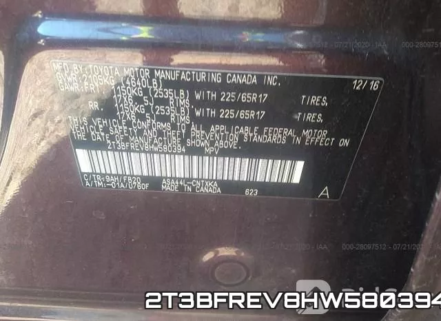 2T3BFREV8HW580394 фото 10