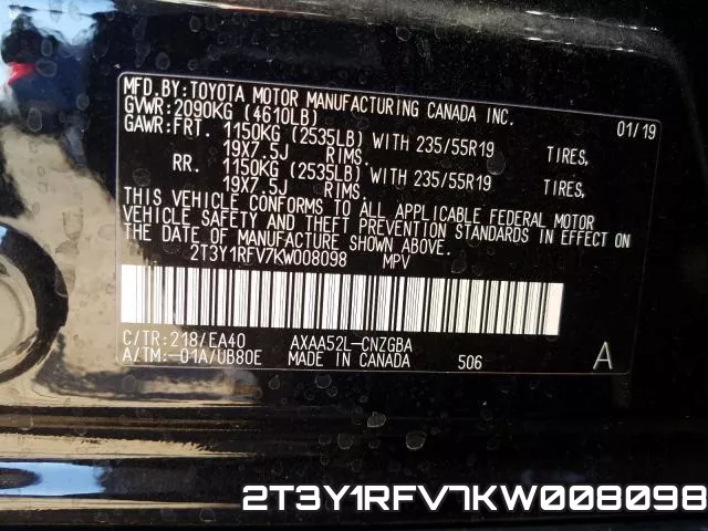2T3Y1RFV7KW008098 фото 2