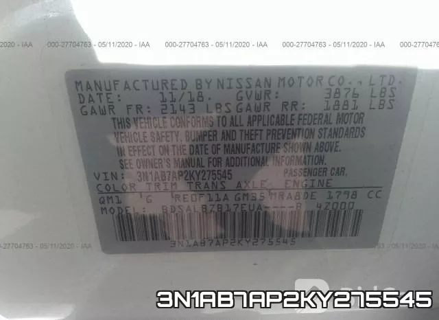 3N1AB7AP2KY275545 фото 10