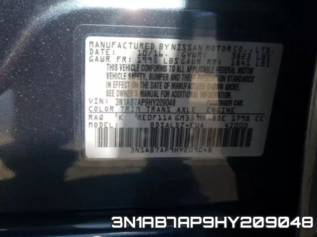 3N1AB7AP9HY209048 фото 2