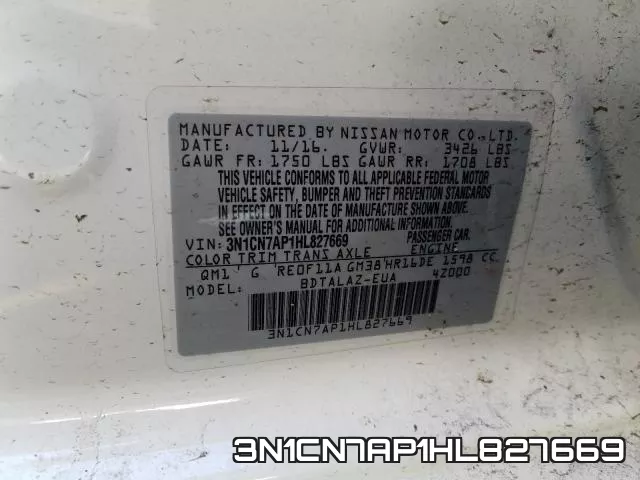 3N1CN7AP1HL827669 фото 2