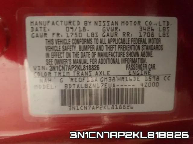 3N1CN7AP2KL818826 фото 2