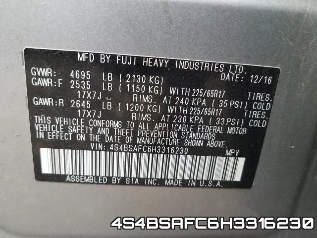 4S4BSAFC6H3316230 фото 2