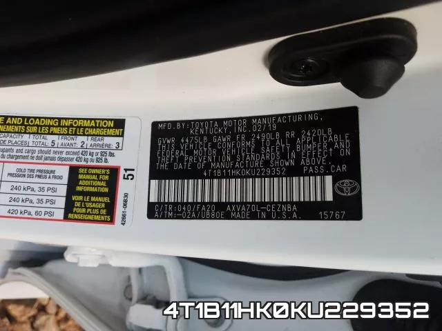 4T1B11HK0KU229352 фото 2