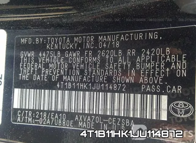 4T1B11HK1JU114872 фото 10