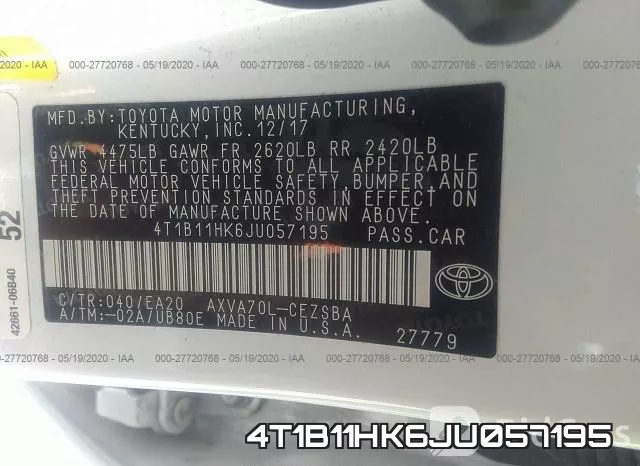4T1B11HK6JU057195 фото 10