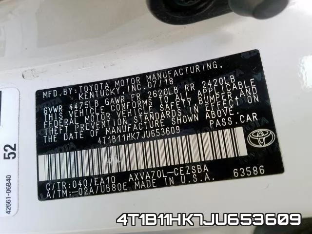 4T1B11HK7JU653609 фото 2
