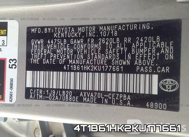 4T1B61HK2KU177661 фото 10