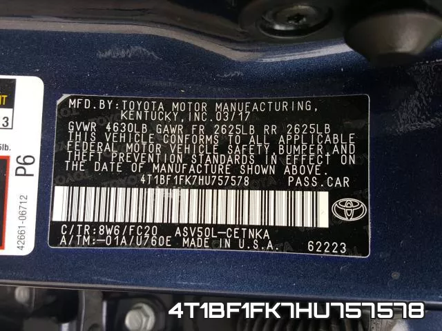 4T1BF1FK7HU757578 фото 2