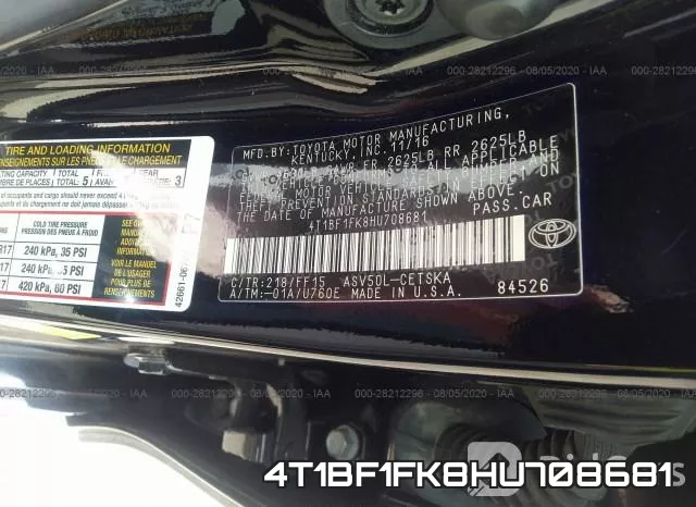 4T1BF1FK8HU708681 фото 10