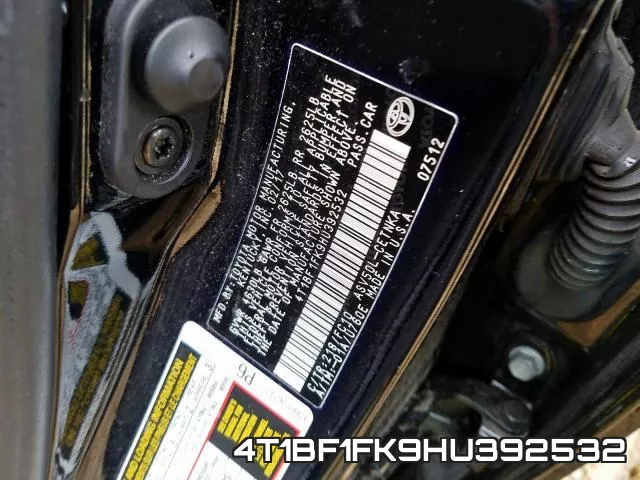 4T1BF1FK9HU392532 фото 2