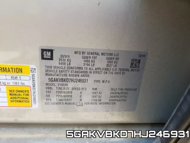 5GAKVBKD7HJ246931 фото 2