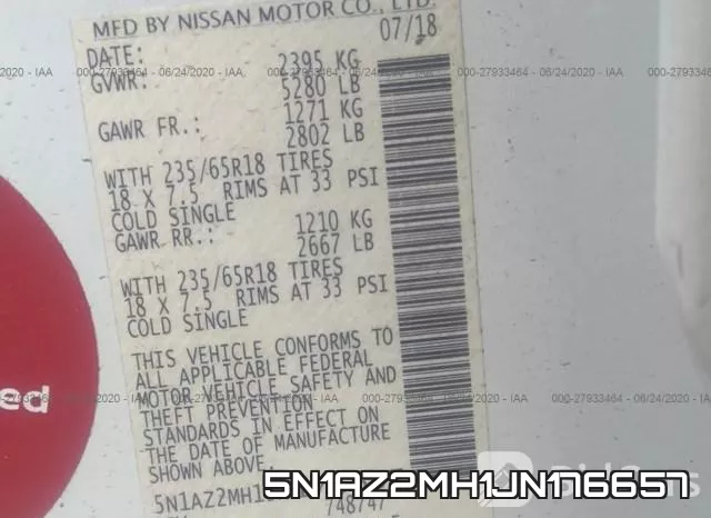 5N1AZ2MH1JN176657 фото 10