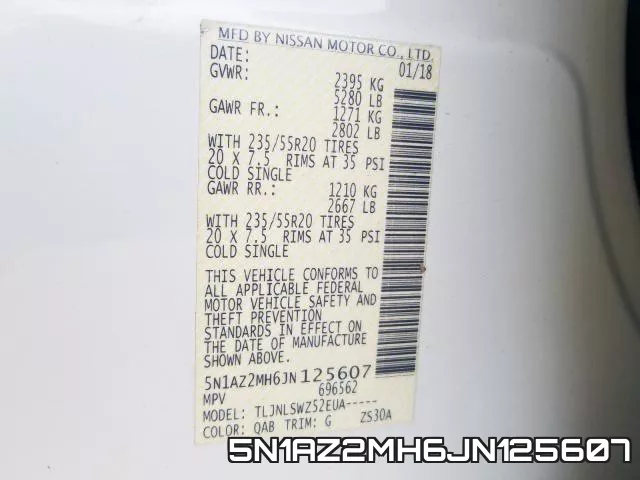 5N1AZ2MH6JN125607 фото 2