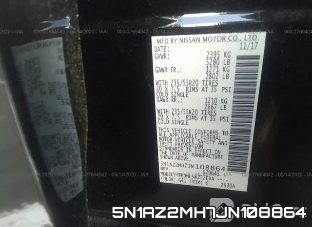 5N1AZ2MH7JN108864 фото 10