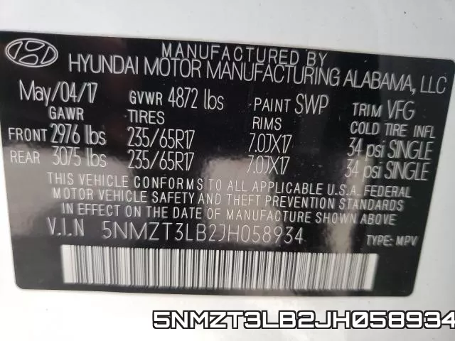 5NMZT3LB2JH058934 фото 2