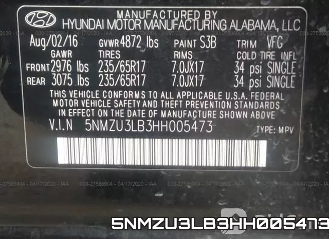 5NMZU3LB3HH005473 фото 10