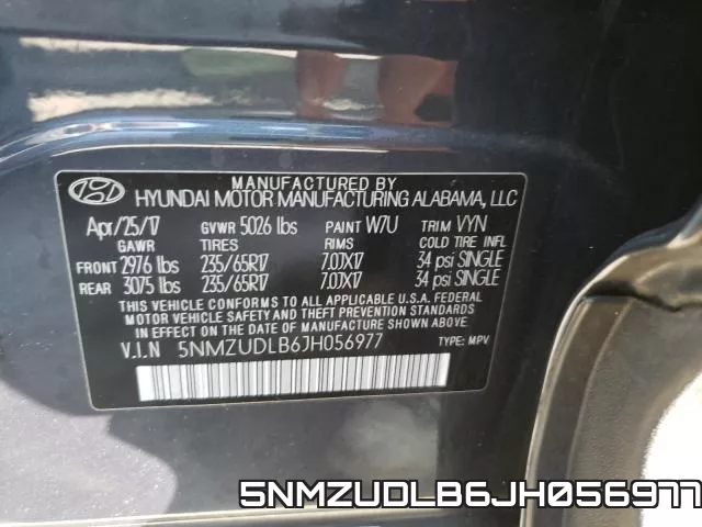 5NMZUDLB6JH056977 фото 2