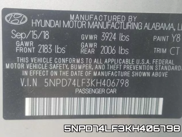 5NPD74LF3KH406798 фото 2